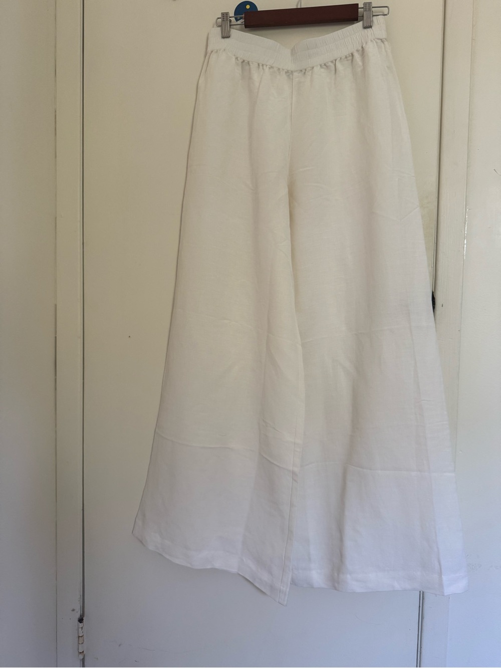 L'Agence White Wide-Leg Linen pant